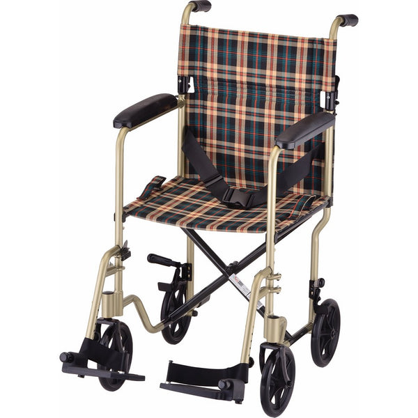 NOVA Medical Products 19" Lightweight Transport/Wheelchair, Champaign Plaid