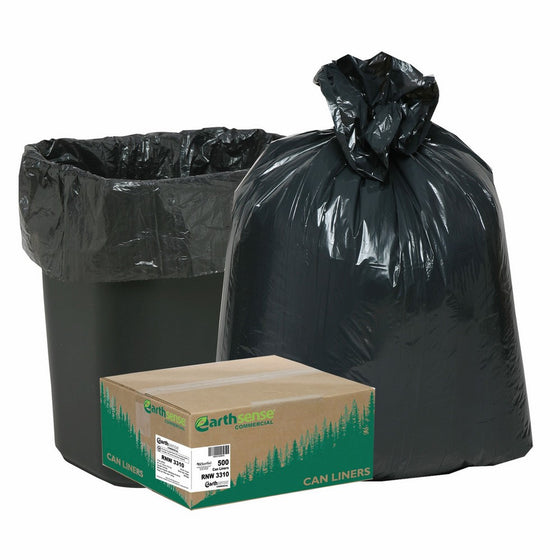 Earthsense Commercial RNW3310 Can Liner, 16 gal, .85 mil, 24" x 33", Black (Pack of 500)