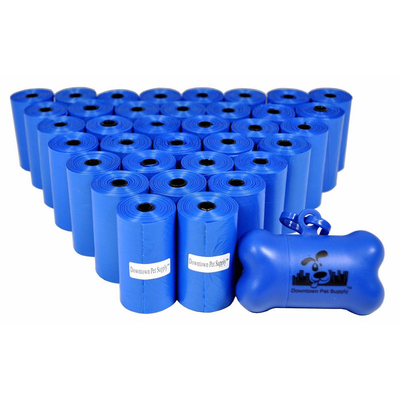 700 Pet Waste Bags, Dog Waste Bags, Bulk Poop Bags on a roll, Clean up poop bag refills - (Color: Blue) FREE Bone Dispenser, by Downtown Pet Supply