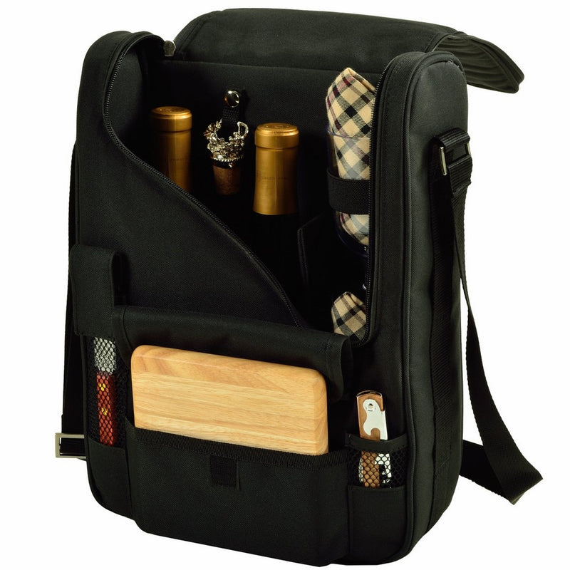 Picnic at Ascot Wine and Cheese Cooler Bag Equipped for 2 with Glasses, Napkins, Cutting Board, Corkscrew, etc. - London Plaid