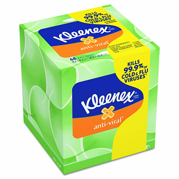 Kleenex KCC25836CT Anti-Viral Facial Tissue, 3-Ply, 68 Sheets/Box, 27 Boxes/Carton (Pack of 27)