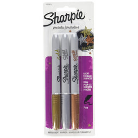 Sharpie Metallic Permanent Markers, Fine Point, Assorted Metallic, 3 Count