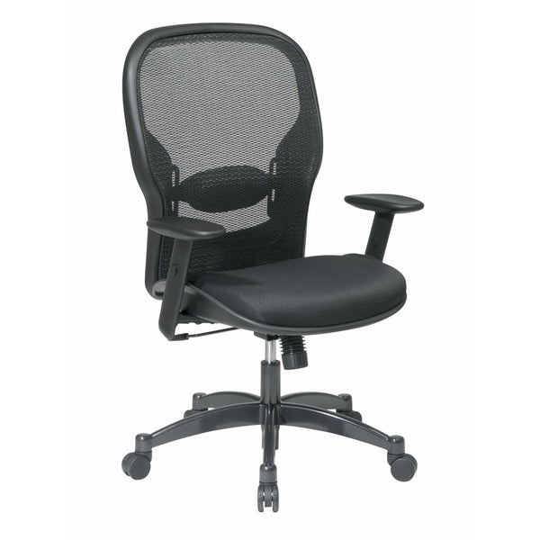 SPACE Seating Breathable Mesh Black Back and Padded Mesh Seat, 2-to-1 Synchro Tilt Control, Adjustable Arms and Lumbar Support with Gunmetal Finish Base Managers Chair