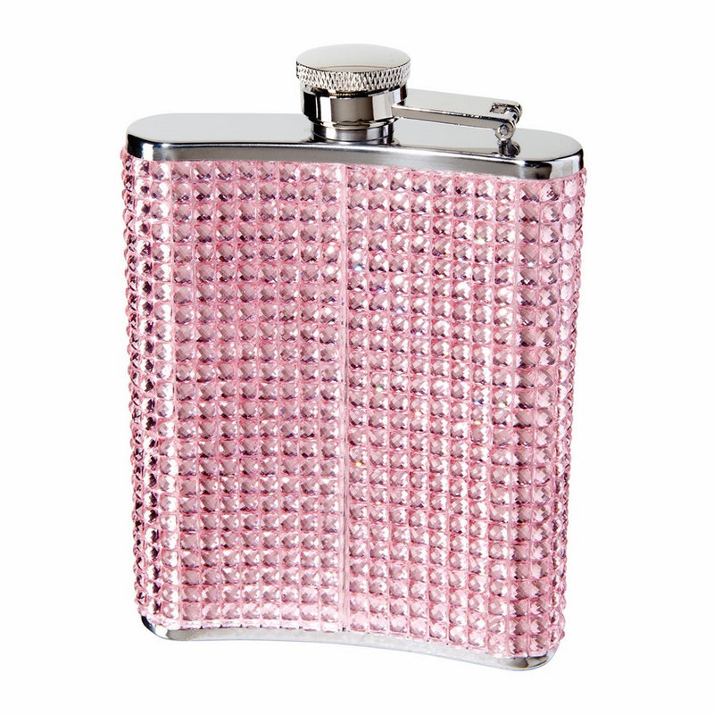 Oggi 9248.13 Glitter and Glitz Stainless Steel Hip Flask, Pink