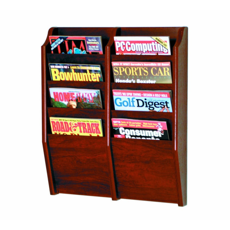 Wooden Mallet 8-Pocket Cascade Magazine Rack, Mahogany