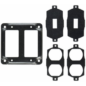 Hubbell-Raco 809U 1/2-Inch Raised Square Cover with Exposed Work 2 GFCI Duplex or Toggle, 4-Inch