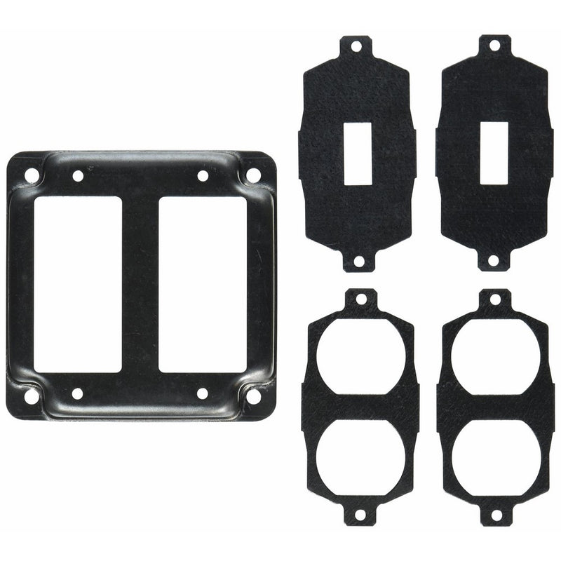 Hubbell-Raco 809U 1/2-Inch Raised Square Cover with Exposed Work 2 GFCI Duplex or Toggle, 4-Inch