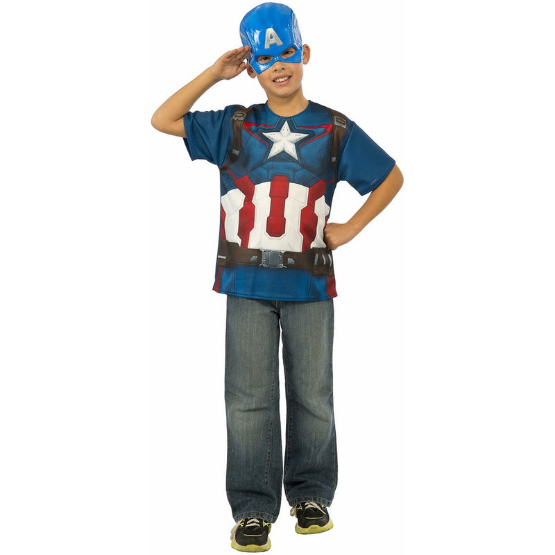 Rubie's Costume Avengers 2 Age of Ultron Child's Captain America T-Shirt and Mask, Large