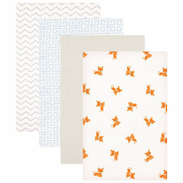 Luvable Friends Flannel 4 Piece Receiving Blankets, Fox