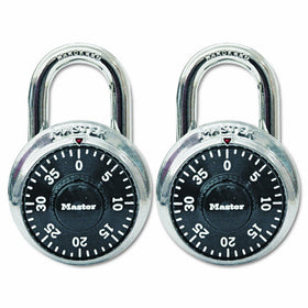 Master Lock Padlock, Standard Dial Combination Lock, 1-7/8 in. Wide, Black, 1500T (Pack of 2)