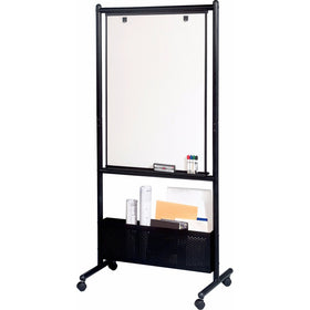 Best-Rite Mobile Nest Easel, Black Frame, Double Sided Porcelain Steel Whiteboard, 72"H x 34.75"W x 24"D (781P)