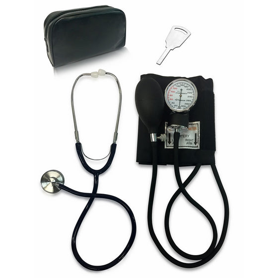 Primacare DS-9197-BK Classic Series Adult Blood Pressure Kit, Black with Stethoscope