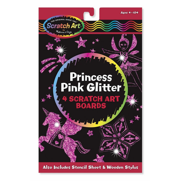 Melissa & Doug Scratch Art: Princess Pink Glitter Board - 4 Scratch Art Boards