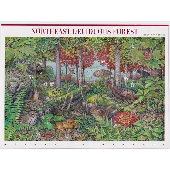 Northeast Deciduous Forest Pane of Ten 37 Cent Stamps Scott 3899 by USPS