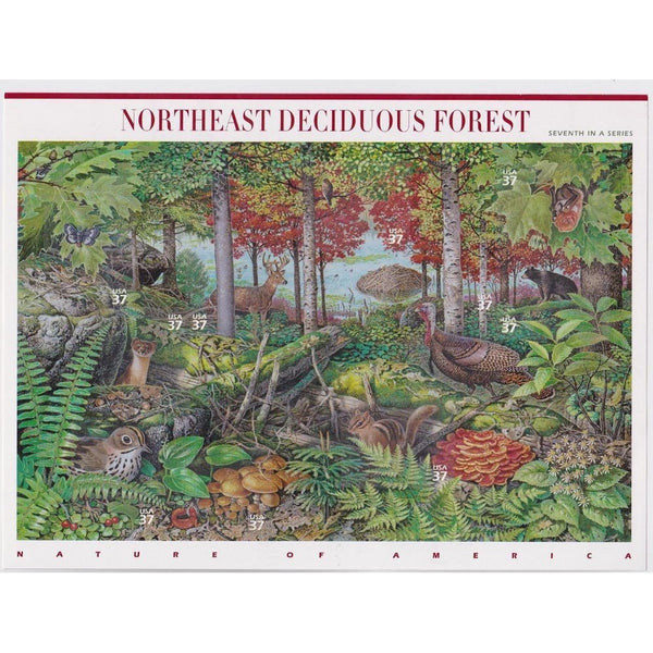 Northeast Deciduous Forest Pane of Ten 37 Cent Stamps Scott 3899 by USPS