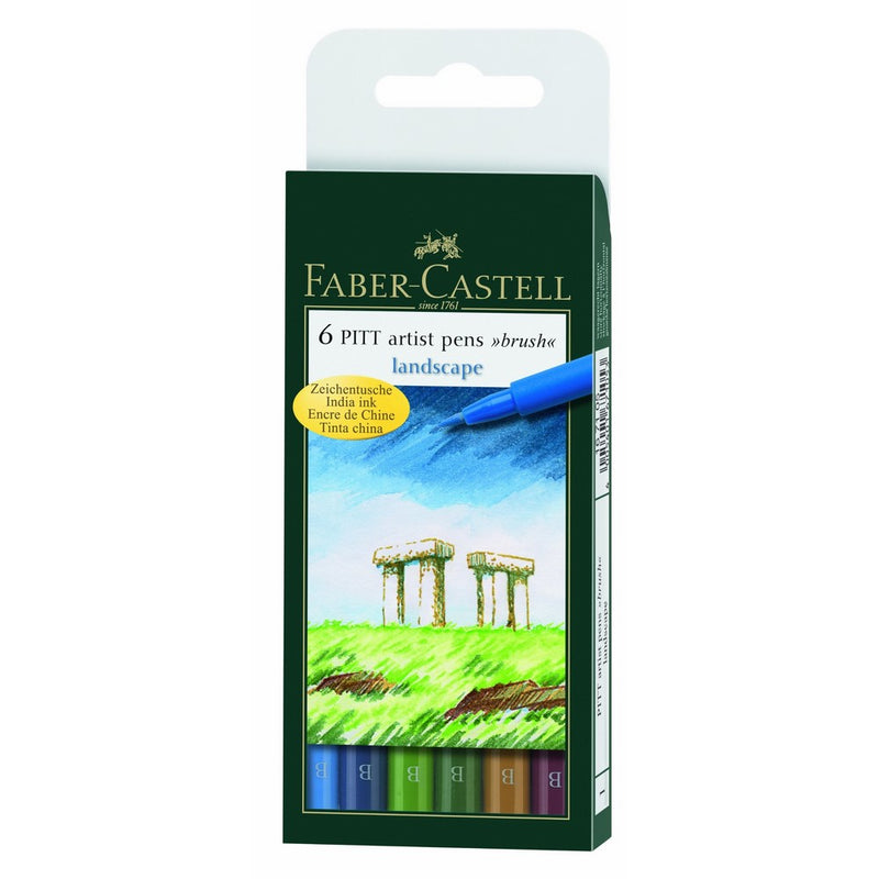 Faber-Castel FC167105 Pitt Artist Color Brush Wallet Set (6 Pack), Landscape, Assorted