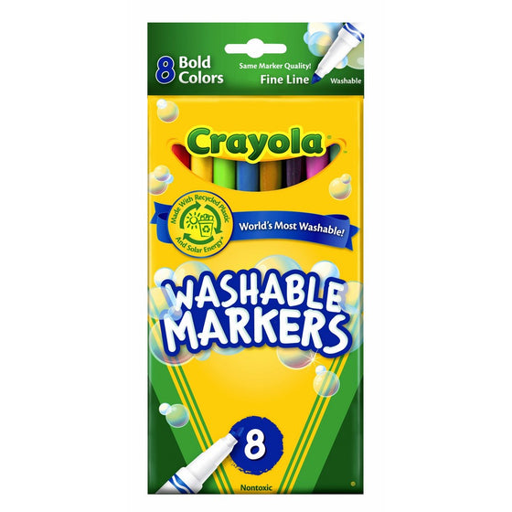 Crayola 8 Count Washable Markers Bold Colors Fine Tip