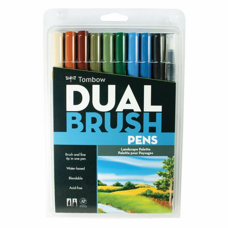 Tombow DBP10-56169 Dual Brush Markers, Landscape, 10-Pack