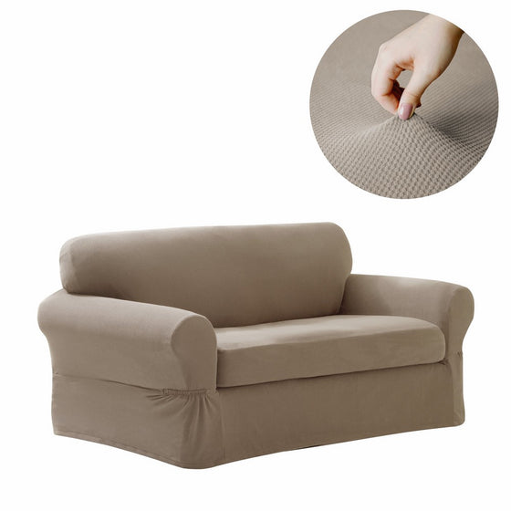 Maytex Pixel Stretch 2-Piece Loveseat Furniture Cover / Slipcover, Sand