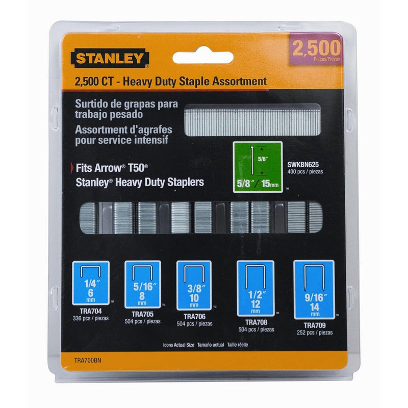 Stanley TRA700BN Heavy-Duty Staple & Brad Assortment, 2500-Pack