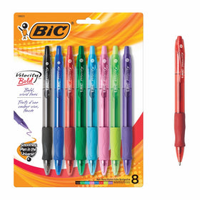 BIC Velocity Bold Fashion Retractable Ball Pen, Bold Point (1.6 mm), Assorted, 8-Count