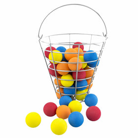 48 Multi-Color, Foam, Golf Ball-Sized, Indoor/Outdoor, Limited Flight, Practice Balls in Metal, Range-Style Bucket