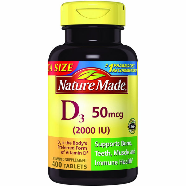 Nature Made Vitamin D3 2000 I.U. 400 Tablets Value Size