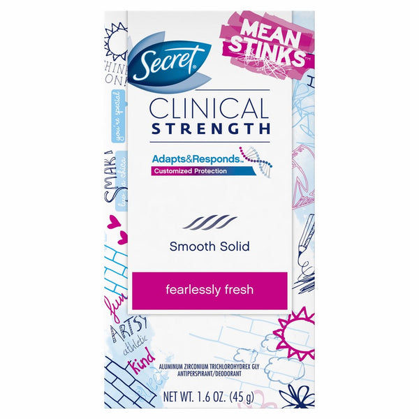 Secret Clinical Strength Mean Stinks Fearlessly Fresh Scent Advanced Solid Antiperspirant & Deodorant, 1.6 Oz