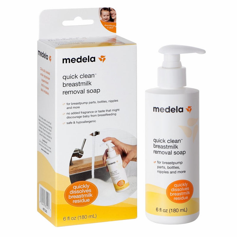 Medela Quick Clean Breast Milk Removal Soap, Hypoallergenic, No Scrub Soap for Breast Pump Parts and Nursing Apparel, 6 Fluid Ounce