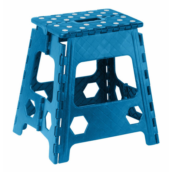 Folding Step Stool 15 Inch with Anti Slip Dots (Blue) by Superior Performance