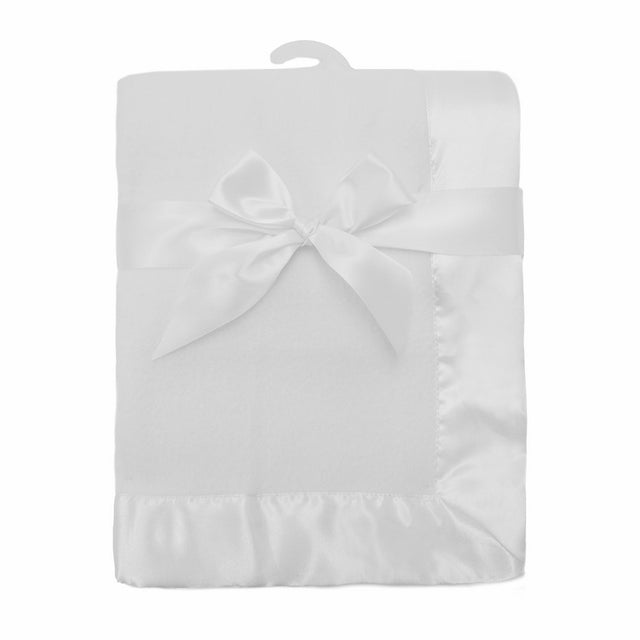 American Baby Company Fleece Blanket 30" X 40" with 2" Satin Trim, White