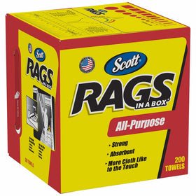 Scott Rags In A Box (75260), White, 200 Shop Towels/Box, 8 Boxes/Case