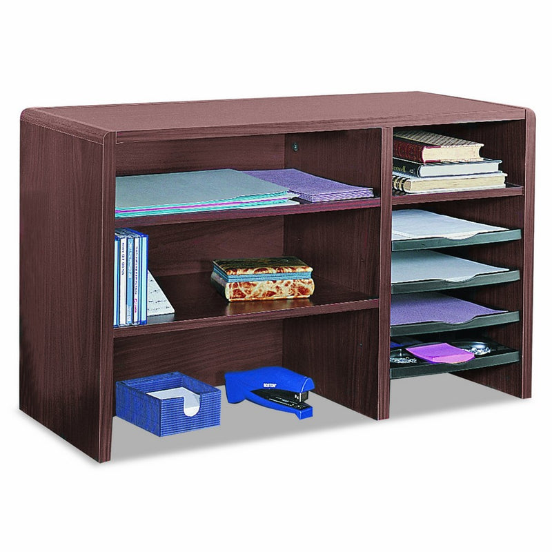 Safco Products 3692MH Compact Desk Top Organizer, 29" W, Mahogany