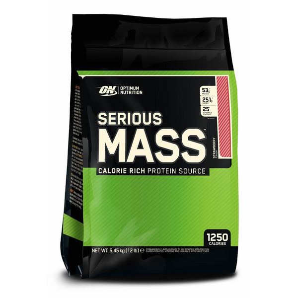 Optimum Nutrition Serious Mass Weight Gainer Protein Powder, Strawberry, 12 Pound