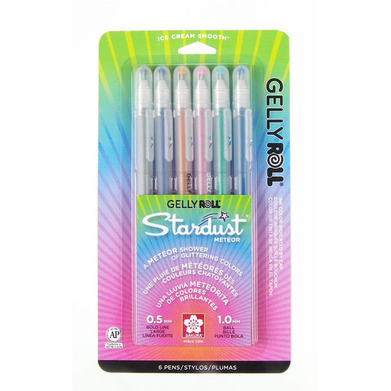 Sakura 37904 6-Piece Gelly Roll Assorted Colors Stardust Meteor Pen Set