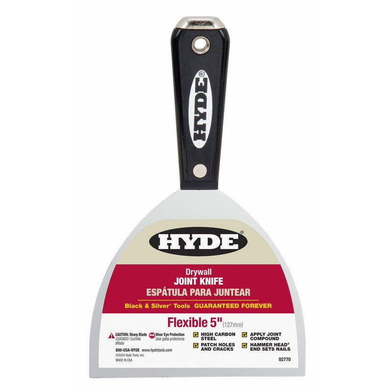 Hyde Tools 02770 5-Inch Hammer Head Flex Joint Knife, Black and Silver