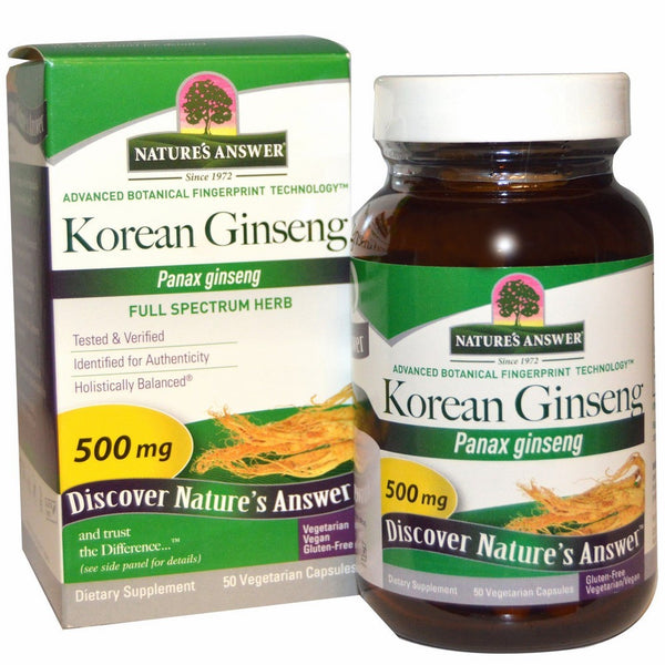 Nature's Answer Korean Ginseng Root Vegetarian Capsules, 50-Count