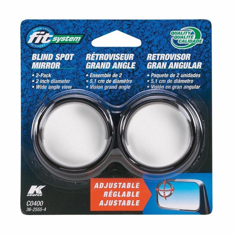 Fit System C0400 Driver/Passenger Side Stick-On Adjustable Blind Spot Mirrors – Pack of 2