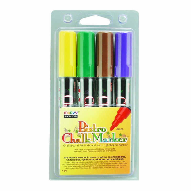 Uchida 480-4D Marvy Broad Point Tip Bright Bistro Chalk Marker Set