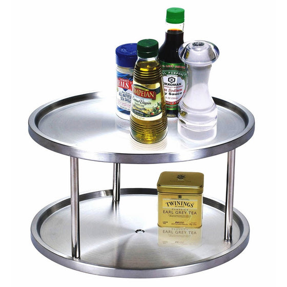 Cook N Home 10.5-Inch 2 Tier Lazy Susan Turntable Organizer, Stainless Steel