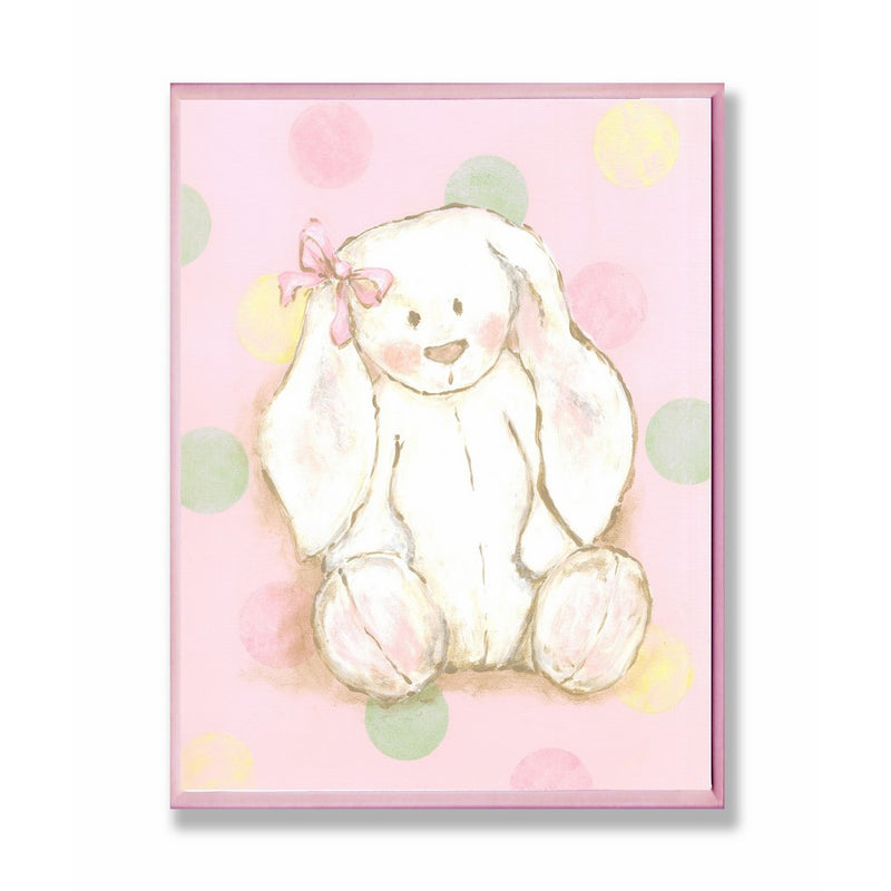 The Kids Room by Stupell Bunny with Polka Dot Background Rectangle Wall Plaque