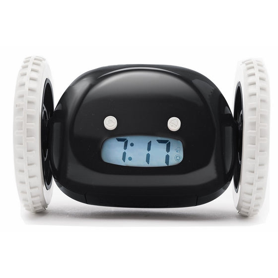 CLOCKY the Original Runaway Alarm Clock on Wheels, Black (Loud for Heavy Sleepers)