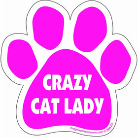 Car Magnet- Paw- Crazy Cat Lady- Pink- 5.5" x 5.5"