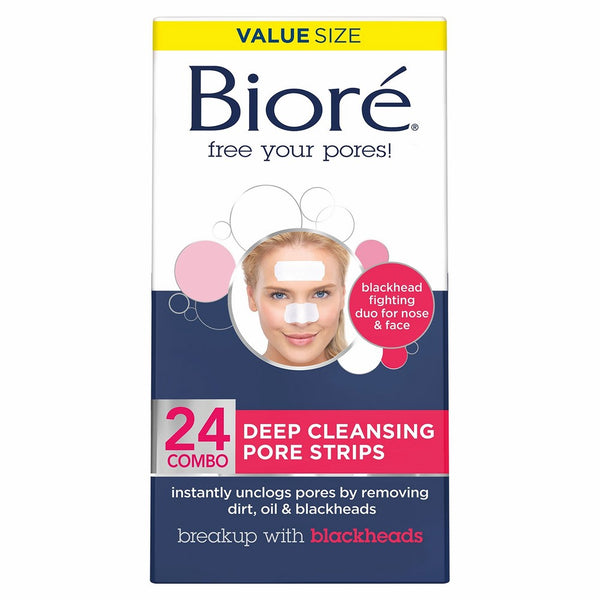 Biore Deep Cleansing Pore Strips for Nose & Face, 24-Count Combo Pack