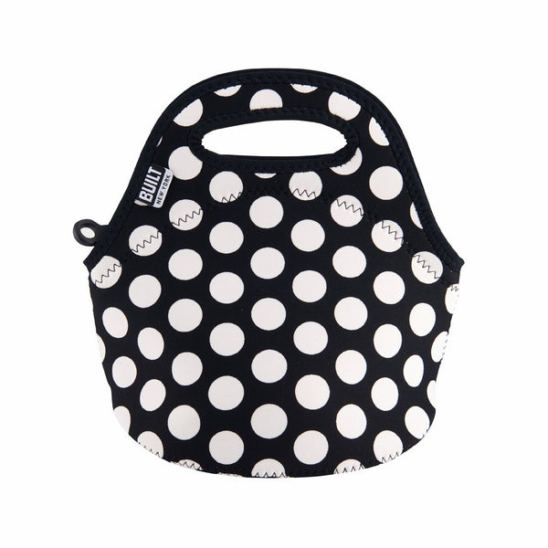 Built NY LB10-BBW Gourmet Getaway Mini Lightweight Insulated Neoprene Lunch Tote Bag, Big Dot Black & White