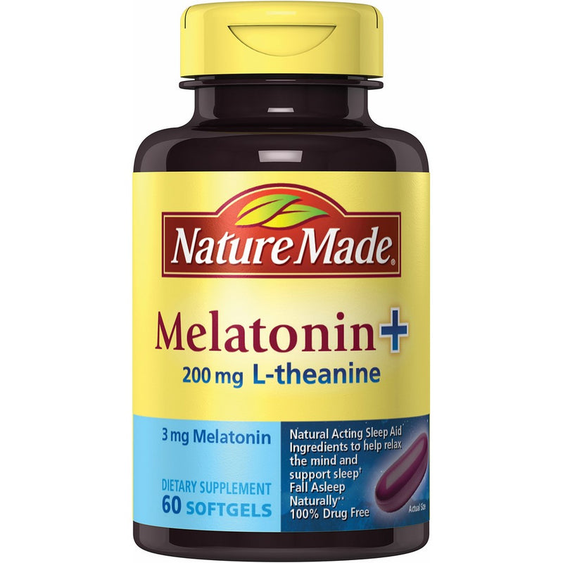 Nature Made Melatonin with 200 Mg L-theanine, 60 Count (Packaging may vary)