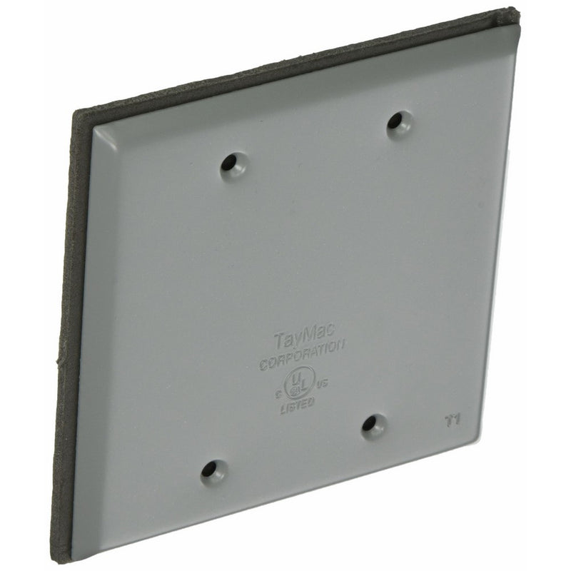 Taymac BC200S Weatherproof Metallic Device Cover, Blank, Two Gang, Gray
