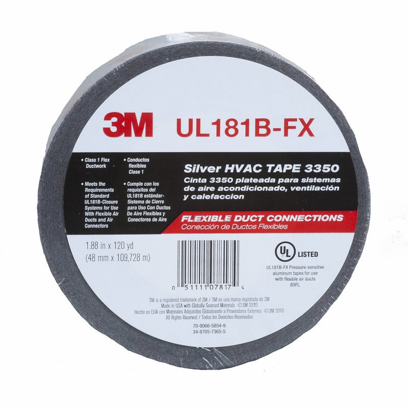 3M Metallized Flexible Duct Tape 3350 Silver, 48 mm x 109.6 m 3.1 mil (Pack of 1)