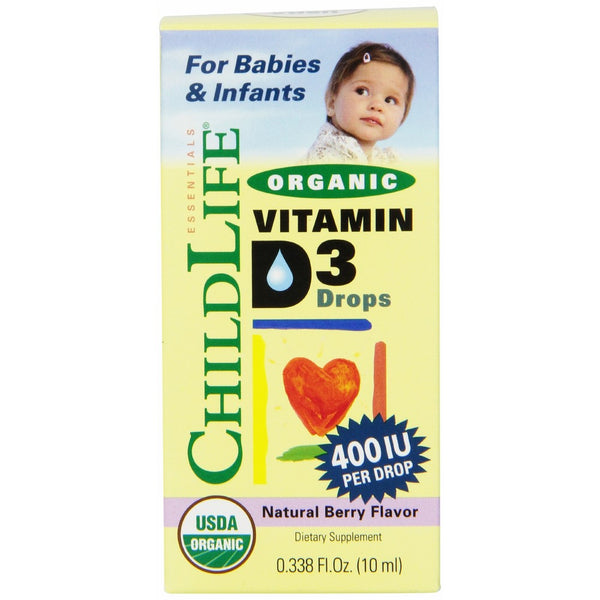 Child Life Organic Vitamin D3 Liquid, Natural Berry, .338 Fluid Ounce