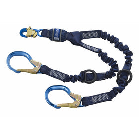 3M DBI-SALA SHOCKWAVE Force2 1246032 Shock Absorbing Lanyard, Snap Hook One End, Alum Rebar 25" Opening Hooks Leg Ends, Rescue D-Rings Ends, 6